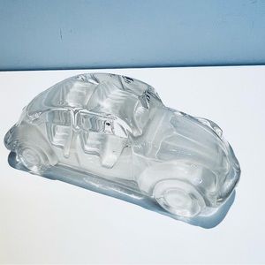 Hofbauer Clear Frosted Glass Volkswagen Volkswagen Beetle Bug Paperweight